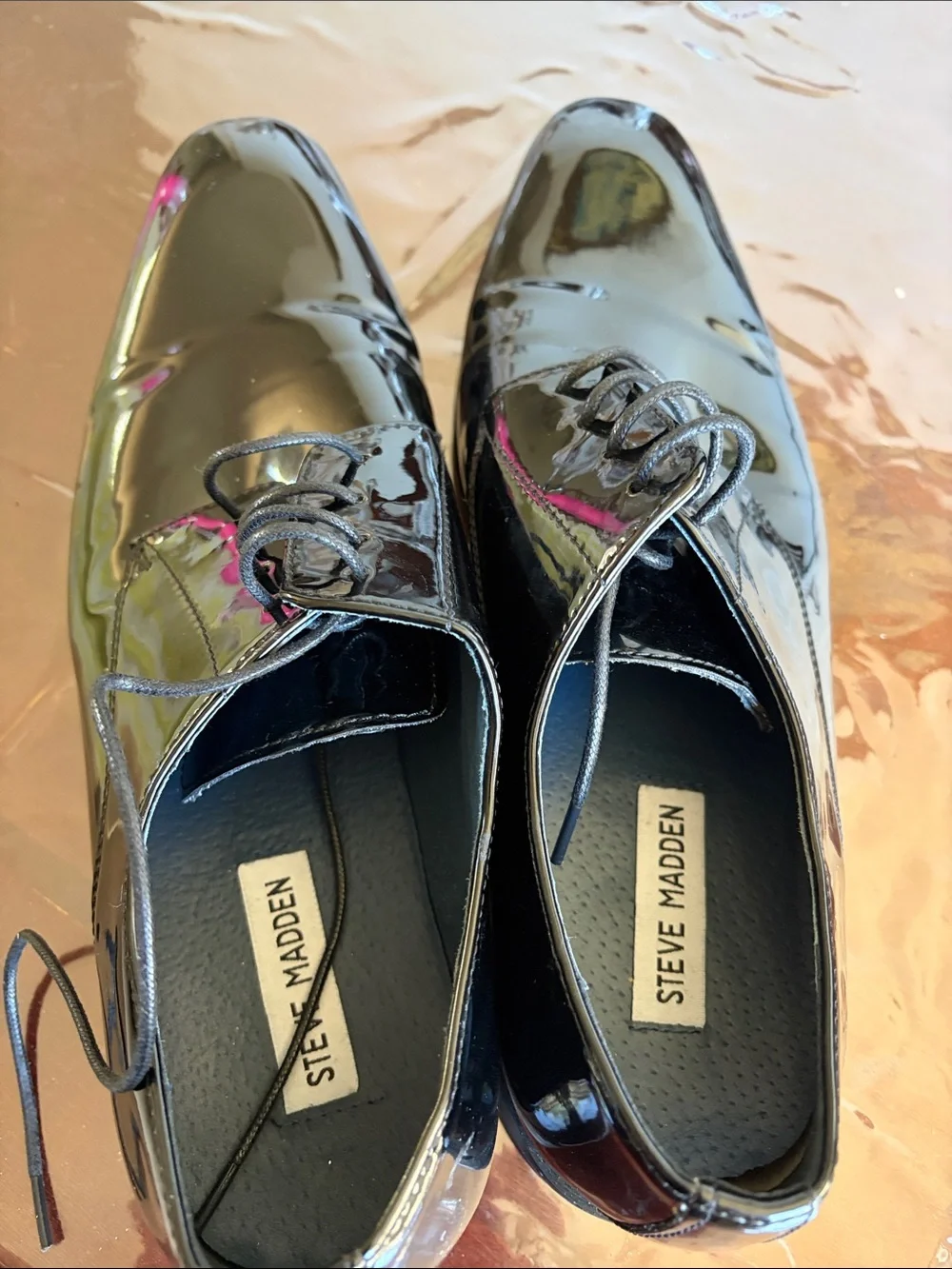 Steve Madden Glossy Black Patent Lace-Up Oxfords